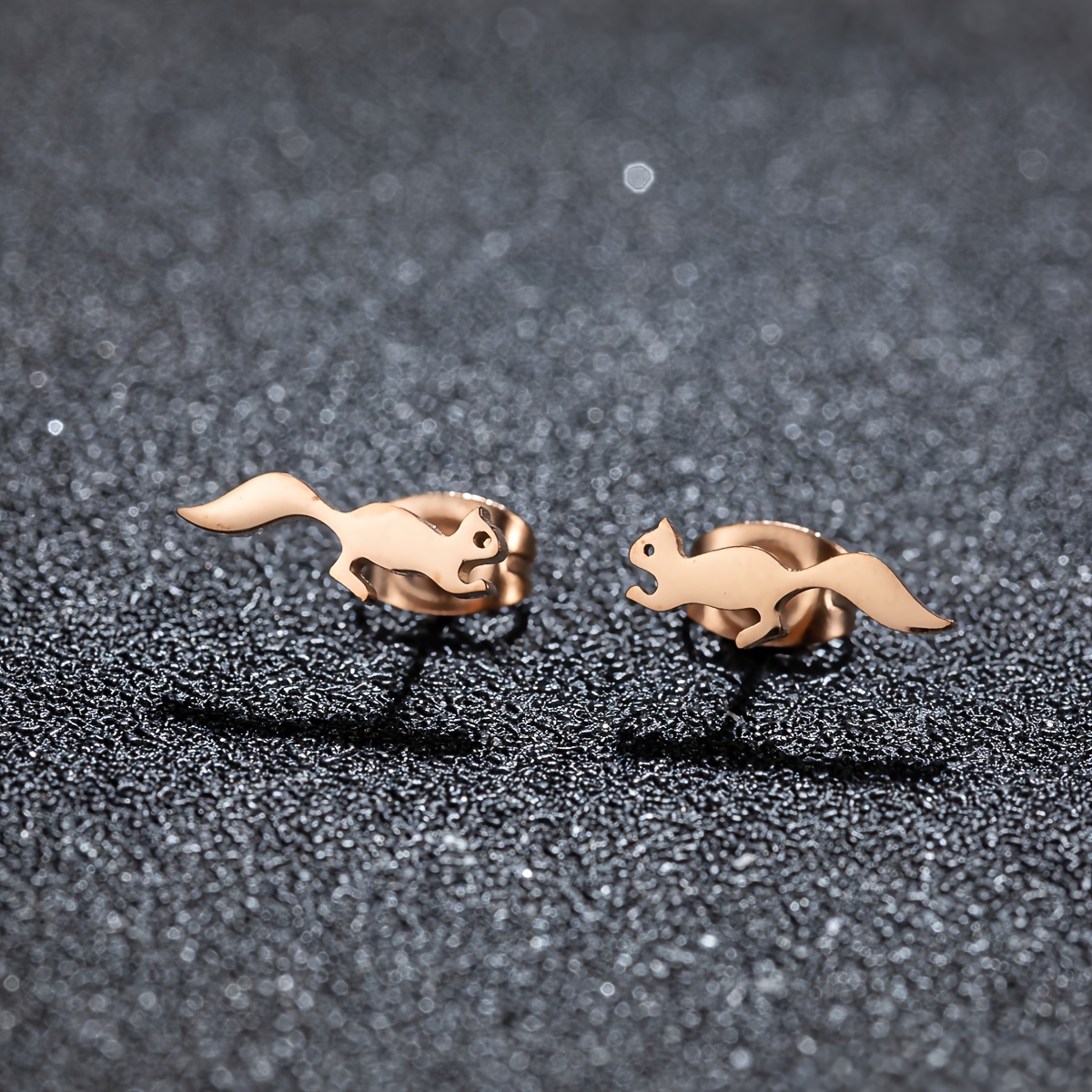 Stainless Steel Squirrel Stud Earrings, Animal Jewellery